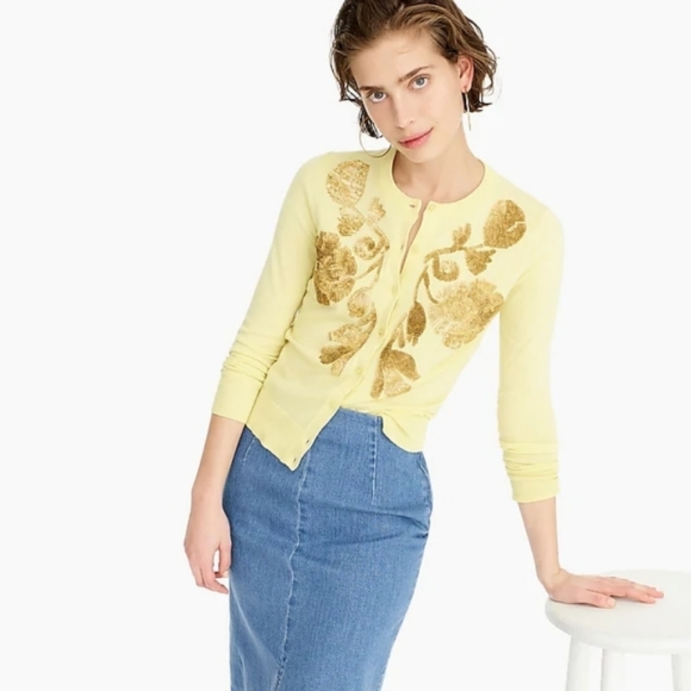 NWT J. Crew Sequin Floral Cardigan